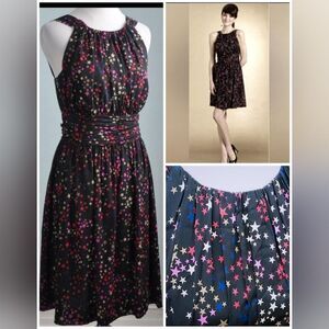 Trina Turk 100% Silk Star Cocktail Dress Black Trina Turk Halter Dress S 6